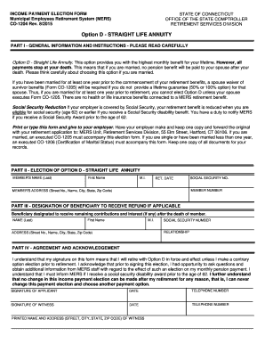 Connecticut MERS Straight Life Annuity Election Form
