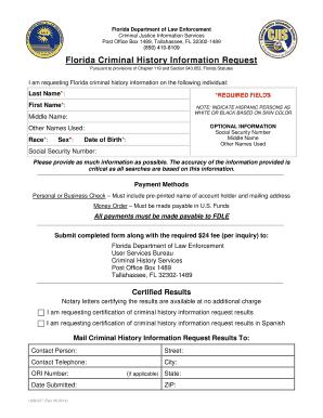 Florida Criminal History Information Request
