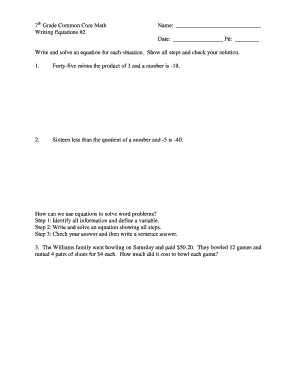 7th Grade Common Core Math Worksheet