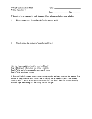 7th Grade Common Core Math Worksheet