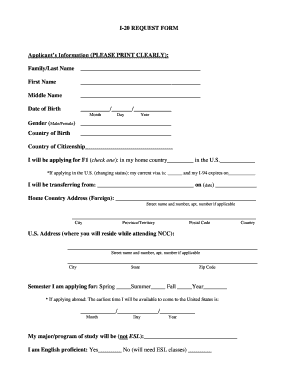 I-20 Request Form