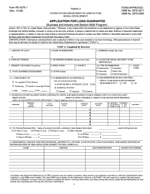 USDA Application for Loan Guarantee