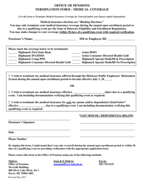 Termination Form - Medical Coverage