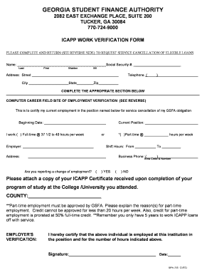Georgia ICAPP Work Verification Form