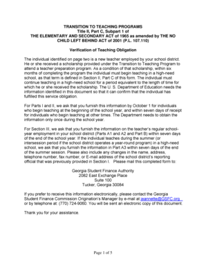 Transition to Teaching Program Verification Form