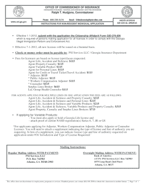 Georgia Non-Resident Insurance Agent Application