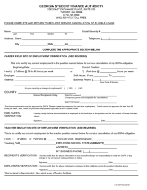 Georgia Student Finance Authority Loan Cancellation Form