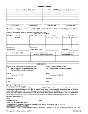 Georgia Consent to Rate Form
