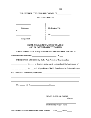 Georgia Protective Order Continuance