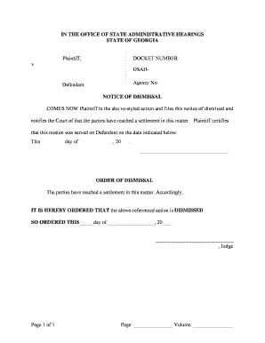 Georgia Notice of Dismissal