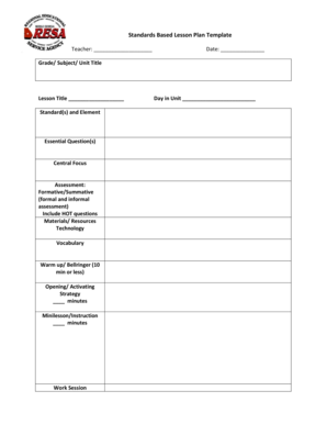 Standards Based Classroom Lesson Plan Template - cicltnet