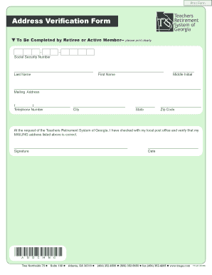 Georgia Teacher Retirement Address Verification Form