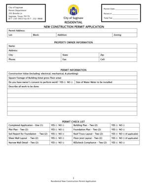 Form templates word - City of Saginaw Permit Date Permit Department 205 Brenda - ci saginaw tx