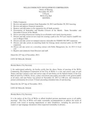 Indian tax forms - Year CITY OF WILLIS TEXAS 10 Discuss and take action on - ci willis tx