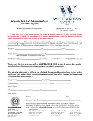 Mou full form - Automatic Bank Draft Authorization Form Annual Tax Payment - wilco