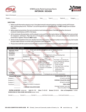 STAR Events Interior Design Point Summary Form