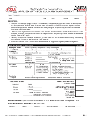 STAR Events Point Summary Form