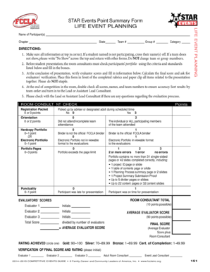 STAR Events Point Summary Form