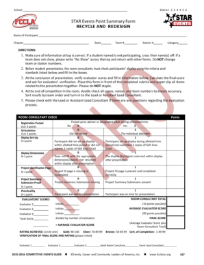 STAR Events Point Summary Form