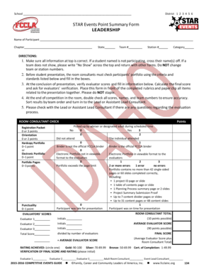 STAR Events Leadership Point Summary Form