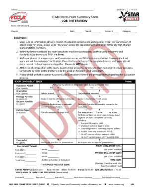 STAR Events Job Interview Evaluation Form