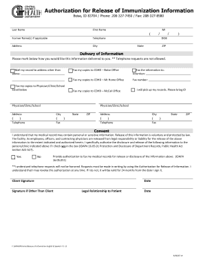 Authorization for Release of Immunization Information