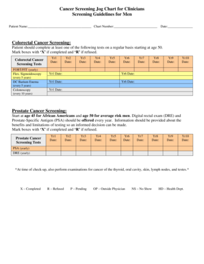 Cancer Screening Log Chart for Clinicians