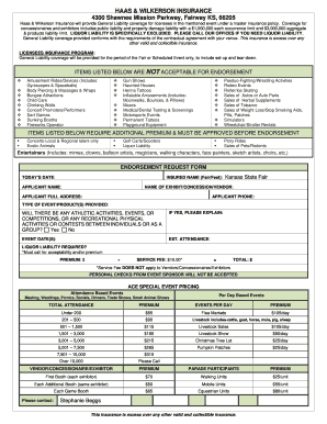 Kansas State Fair Exhibitor Insurance Endorsement Form