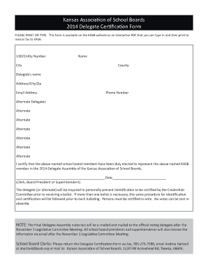 Kansas Delegate Certification Form