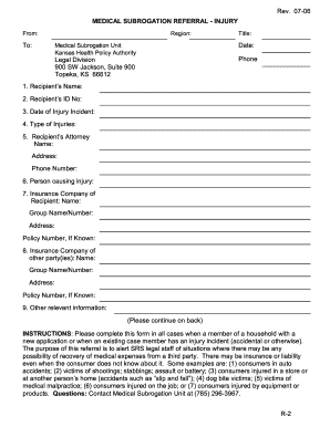 Medical Subrogation Referral Form