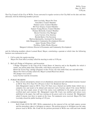 Uniform settlement statement - The City Council of the City of Willis, Texas convened in regular session at the City Hall on the date and time - ci willis tx