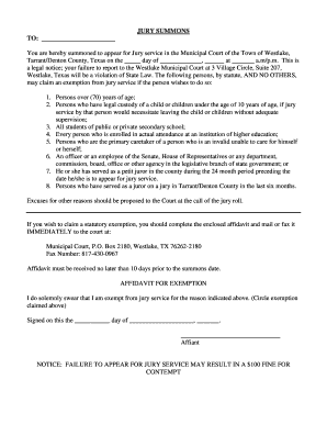 Jury Summons for Westlake Municipal Court