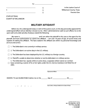 Military Affidavit Form