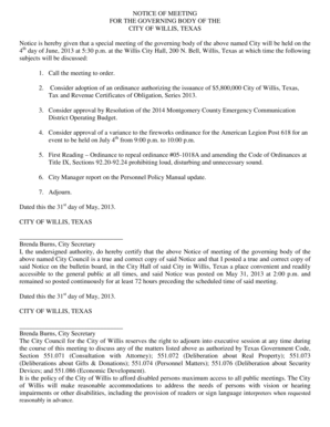 Pdf order form template - Consider adoption of an ordinance authorizing the issuance of $5,800,000 City of Willis, Texas, - ci willis tx