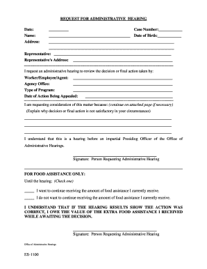 Request for Administrative Hearing