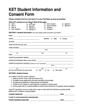 KET Student Information and Consent Form