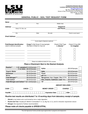 Louisiana Soil Test Request Form