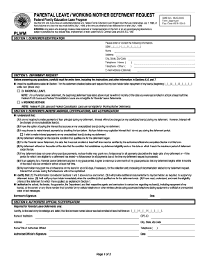 Parental Leave / Working Mother Deferment Request