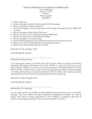 Business profile example - CITY OF WILLIS TEXAS Dated this 23 day of January 20 15 - ci willis tx