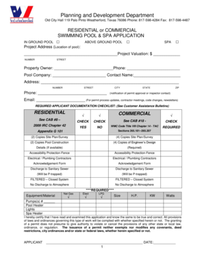 Sale of land agreement form zambia pdf - Planning and Development Department Old City Hall 119 Palo Pinto Weatherford, Texas 76086 Phone: 8175984284 Fax: 8175984487 RESIDENTIAL or COMMERCIAL SWIMMING POOL &amp - ci weatherford tx