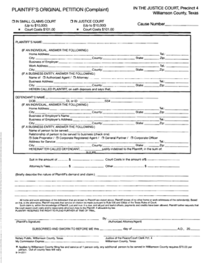 Example of project proposal - PLAINTIFFS ORIGINAL PETITION Complaint IN THE JUSTICE - wilco