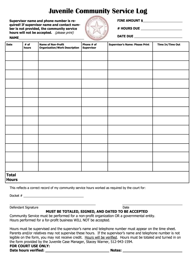 Community Service Log Fill Out Sign Online DocHub