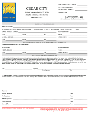 Training agenda template - RENTAL DWELLING LICENSE # CITY BUSINESS LICENSE # CEDAR CITY STATE BUSINES LICENSE # 10 North Main Cedar City, UT 84720 FEDERAL I