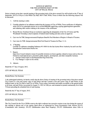 Machine maintenance report format - Bell, Willis, Texas at which time the following subjects will be discussed: 1 - ci willis tx