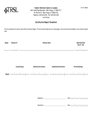 Teachers Retirement System Contributions Report Transmittal