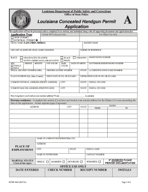 Louisiana Concealed Handgun Permit Application