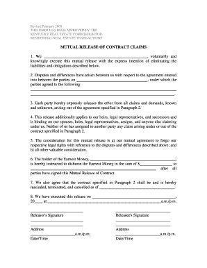 Kentucky Mutual Release of Contract Claims