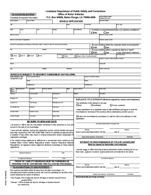 Louisiana Vehicle Application Form