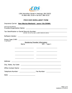 New Mexico Medicaid Dental Electronic Claims Enrollment Form