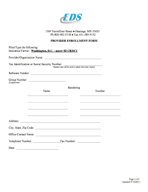 Washington DC Medicaid Dental Electronic Claims Enrollment Form